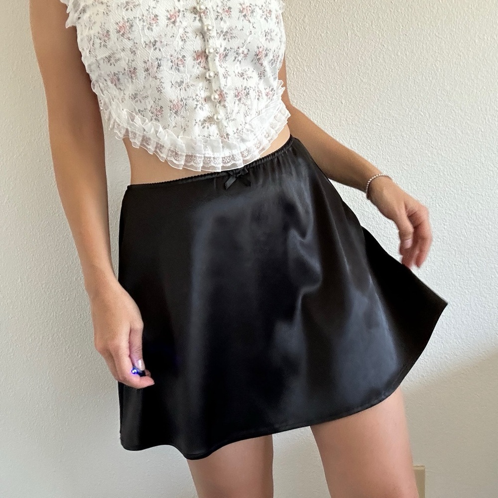 Elegant Black Satin Skirt